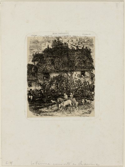 The Thatch-Roofed Farmhouse, från Revue Fantaisiste av Rodolphe Bresdin