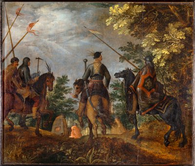 Polska ryttare marscherar genom en skog... av Roelandt Jacobsz. Savery