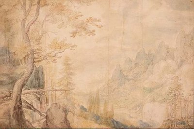 Pd.696-1963 Alpine Landscape, c.1606-7 (krita, akvarell) av Roelandt Jacobsz. Savery