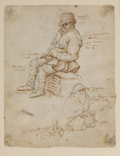 Två sittande figurer (verso) av Roelandt Jacobsz. Savery