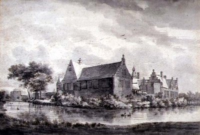 PD.645-1963 Slottet Marquette, Holland, ca 1646-47 (tvätt, krita, penna och bläck på papper) av Roelandt Roghman