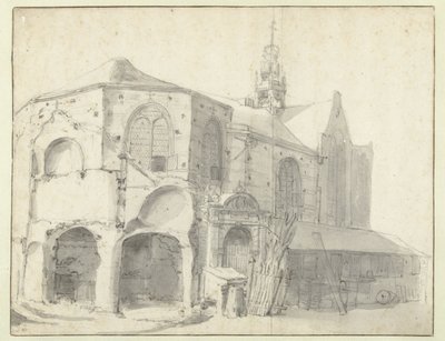 Utsikt över Jeruzalemkapel och Sint Olofskapel, Amsterdam av Roelant Roghman (attributed to)