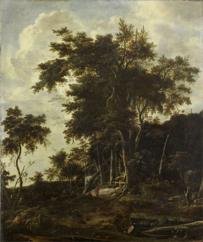 Skogslandskap med en skogsmansbod av Roelant Roghman