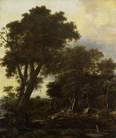 Skogslandskap med lutande av Roelant Roghman