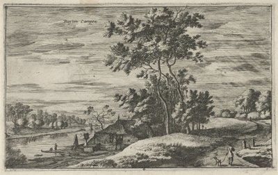 Utsikt över IJssel nära Kampen Buyten Campen (titel på objekt) Landskap i norra Nederländerna (Roelant Roghman) (serietitel) av Roelant Roghman