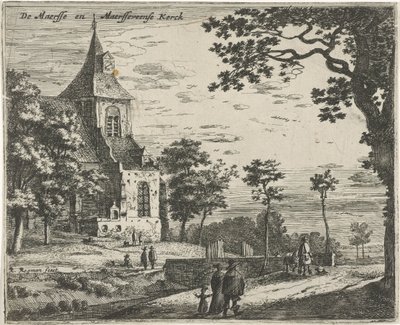 Kyrkan i Maarsseveen De Masse och Maarsseveense Kerck (titel på objekt) Landskap i provinserna Holland och Utrecht (serietitel) av Roelant Roghman