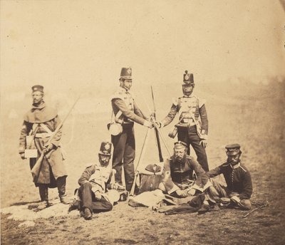 Engelskt infanteri som ställer gevär i pyramid av Roger Fenton