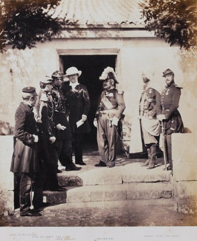 Grupp vid högkvarteret, från ett album med 52 fotografier med anknytning till Krimkriget, 1855 av Roger Fenton