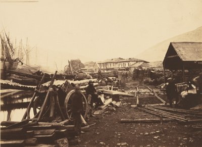 Landing Place Järnvägsbutiker, Balaklava av Roger Fenton