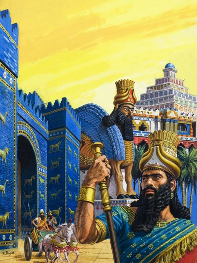 Babylon den mäktige (gouache på papper) av Roger Payne