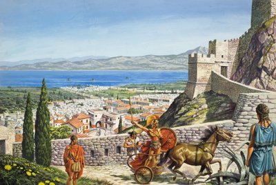 Corinth - Citadel at the Crossroads (gouache på papper) av Roger Payne