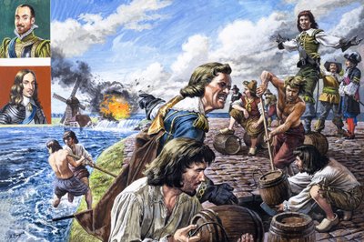Holländaren som styrde Britannien, från "Dynaties of Destiny" (gouache på papper) av Roger Payne