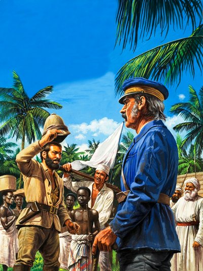 Henry Stanley hälsar på David Livingstone av Roger Payne