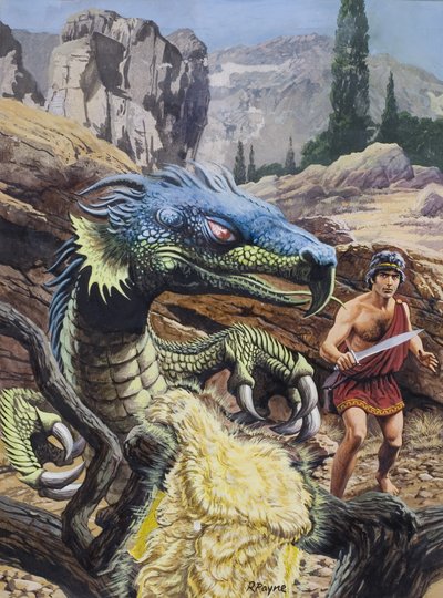 Legenden om det gyllene skinnet (gouache på papper) av Roger Payne