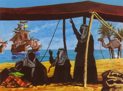 Vasco Da Gama (färglitografi) av Roger Payne