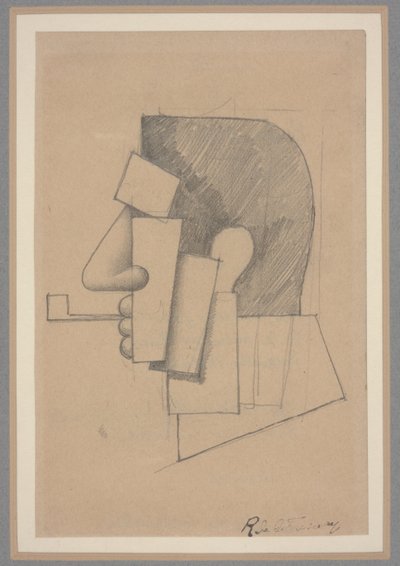 Cubist Head, ca 1915-20 (penna på papper) av Roger de La Fresnaye