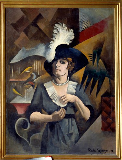Porträtt av Alice i den stora hatten. Målning av Roger De La Fresnaye (1885 - 1925) av Roger de La Fresnaye