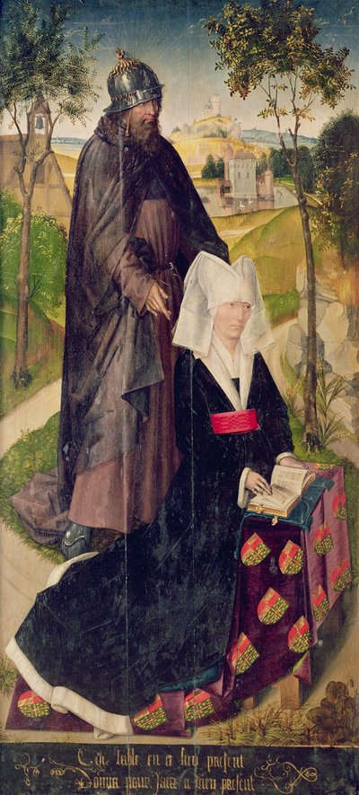 Guillemette de Montagu med Saint Guillaume, 1460-66 (målad panel) av Rogier van der Weyden
