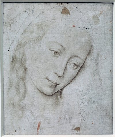Virgins huvud. Teckning av Rogier (Roger) Van Der Weyden (1400-1464) Ec. flamma. av Rogier van der Weyden