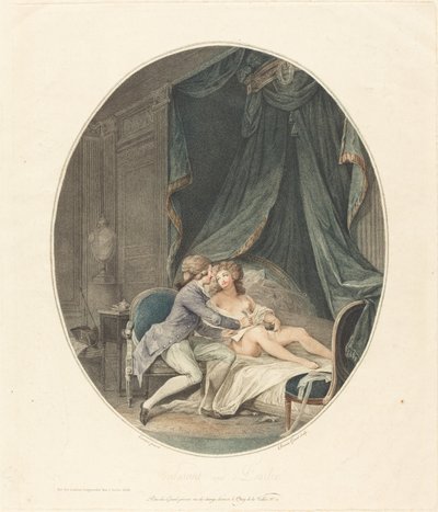 Valmont och Emilie av Romain Girard after Nicolas Lavreince