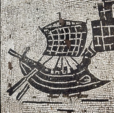 Ett fartyg i hamnen i Ostia (mosaik av Roman