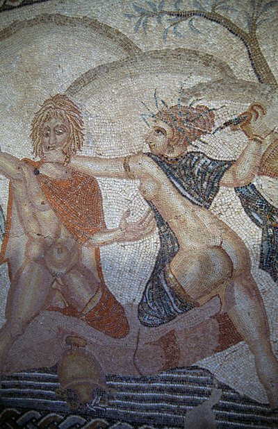 Bortförande av Hylas av nymfer, mosaik i House of Venus i den romerska staden Volubilis (UNESCOs världsarvslista av Roman
