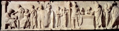 Antikens Rom: relief känd som Domitius Ahenobarbus, avsnitt av en folkräkning: registrering av medborgare och offer till guden Mars. Omkring 100 f.Kr. Sön 2 m. Paris, Louvren av Roman