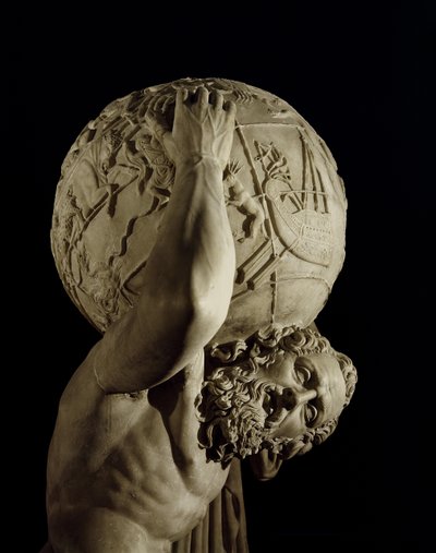 Atlas, kopia av ett grekiskt hellenistiskt original (marmor) (detalj) av Roman