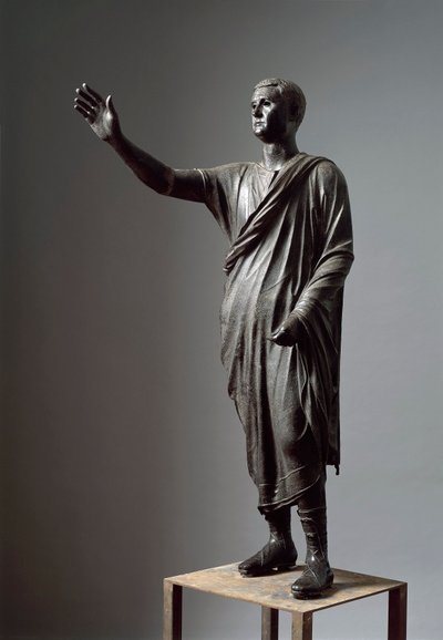 Aule Metele, Arringatore, The Orator, bronsstaty, 80 f.Kr., från Pila (Perugia) av Roman
