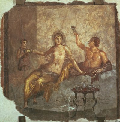 Bankettpar med en slav, från Herculaneum, ca 50-79 e.Kr av Roman
