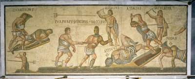 Strid mellan gladiatorer, 320 AD (mosaik) av Roman