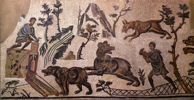 Björnjakt (mosaik, 300-talet f.Kr.) av Roman