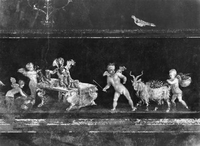 Keruber som säljer blommor, fris från Oecus of the Casa dei Vettii (Vettiiernas hus) c.50-79 e.Kr. av Roman