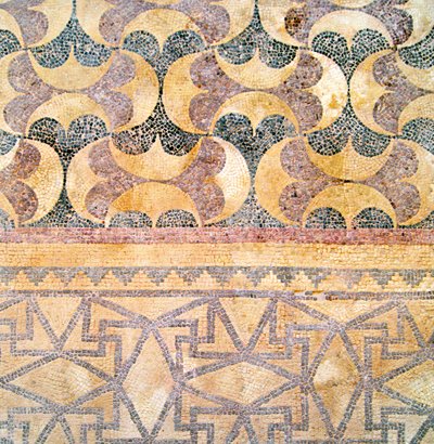Detalj av geometriska kakelplattor, Theseus hus, Paphos, Cypern mosaik av Roman