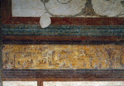 Detalj av en fris från tablinum, 40-20 f.Kr. (fresk) av Roman