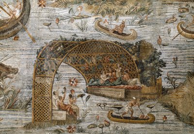 Detalj av den nilotiska mosaiken av Preneste (Palestrina) från helgedomen för gudomen Fortune Primigenia, 80 f.Kr. av Roman