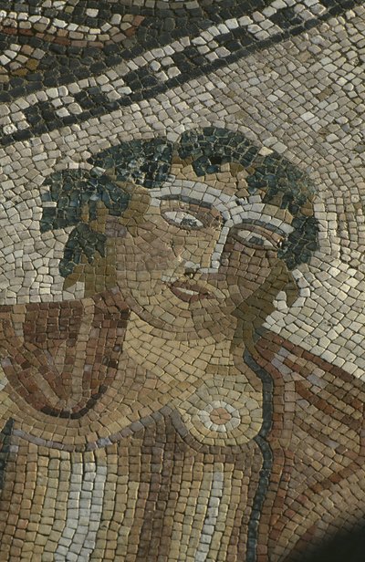 Dionysos upptäcker Ariane sovande, detalj, chef för Bacchus, House of the 