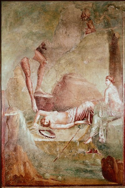 Berusad sovande maenad (fresk av Roman