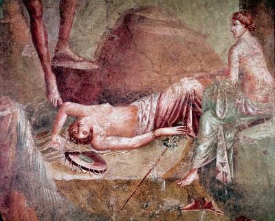 Berusad sovande maenad (fresk av Roman