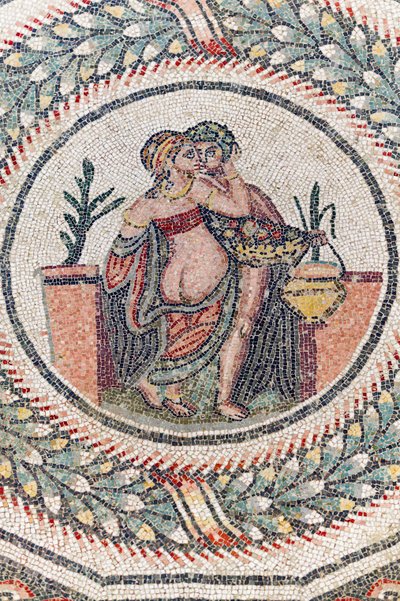 Eros och Psyche. 3:e - 4:e århundradet. Romersk villa i Casale, Sicilien (mosaik) av Roman