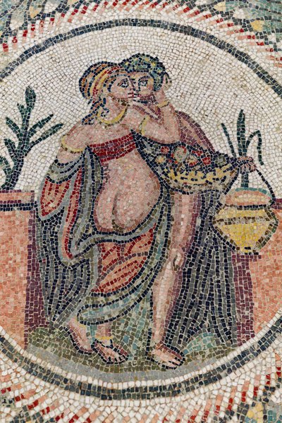 Eros och Psyche. 3:e - 4:e århundradet. Romersk villa i Casale, Sicilien (mosaik) av Roman