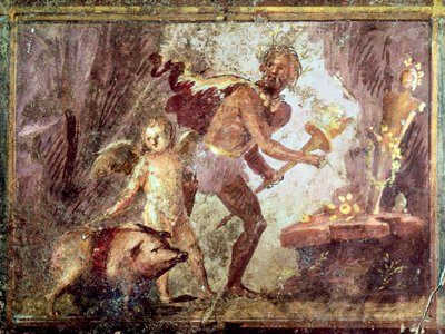 Freskomålning från Mysterievillan, Pompeji av Roman