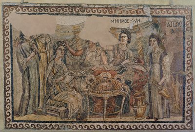 Begravningssymposium, från nekropolen i Antiochia, sent 400-talet e.Kr. (mosaik) (se även 3929775) av Roman