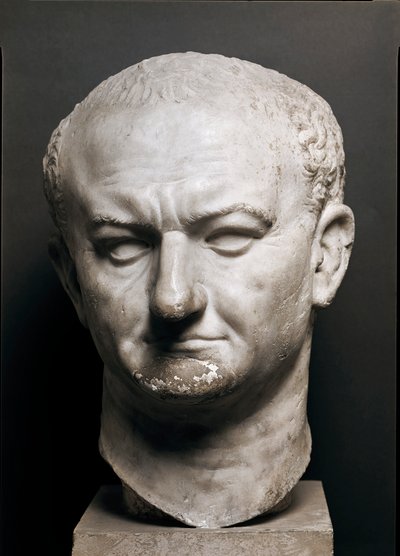 Chef för den romerske kejsaren Vespasiano (Vespasianus eller Vespasiano, 9-79 ap. JC) - Marmorskulptur, höjd 40 cm - Rom, Museo Nazionale Romano - Chef för kejsar Vaspasianus (Titus Flavius Vespasianus) (9-79) - Marmorskulptur ( H. 40 cm) - Rom, Museo Nazi av Roman
