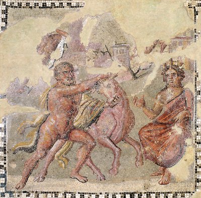 Herakles med den kretensiska tjuren, Ostia (mosaik) av Roman