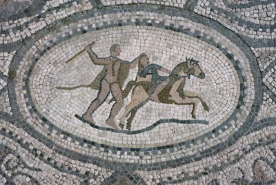 Herkules och amazonernas drottning, från golvet i "Herkules hus" (mosaik) av Roman