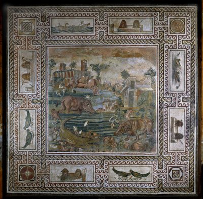 Flodhästjakt på Nilen (mosaik) av Roman