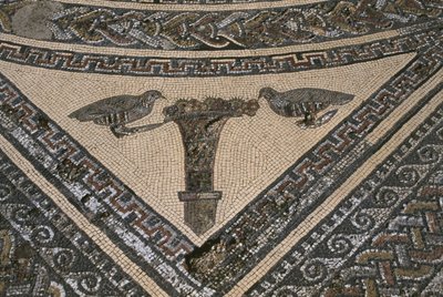 Orfeus hus, Orfeus omgiven av vilda djur, detalj (mosaik) av Roman