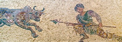 Jaktscen, House of Dionysos, Paphos, Cypern (mosaik) av Roman