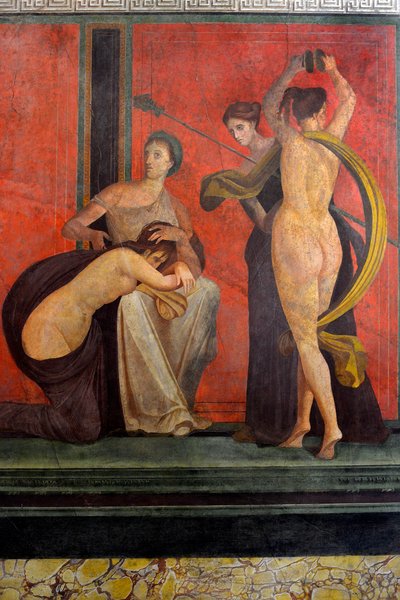 Initiationsritualer i Dionysoskulten, fresk från Villa Dei Mysteri av Roman
